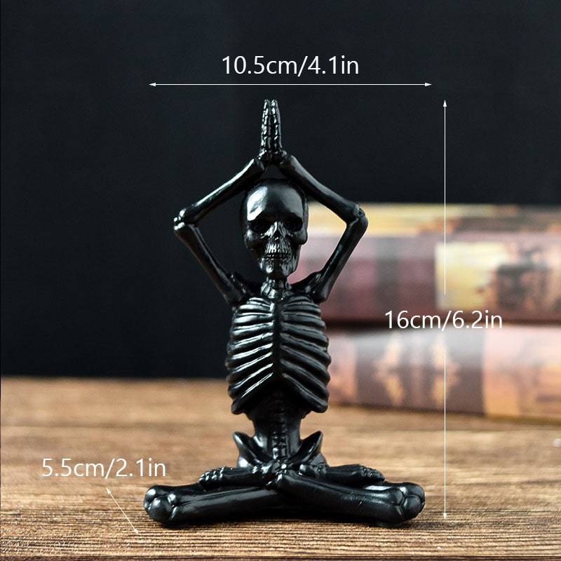 Thermabuild | Halloween Skeleton Yoga Pose Resin Figurine Spooky Desktop Decoration