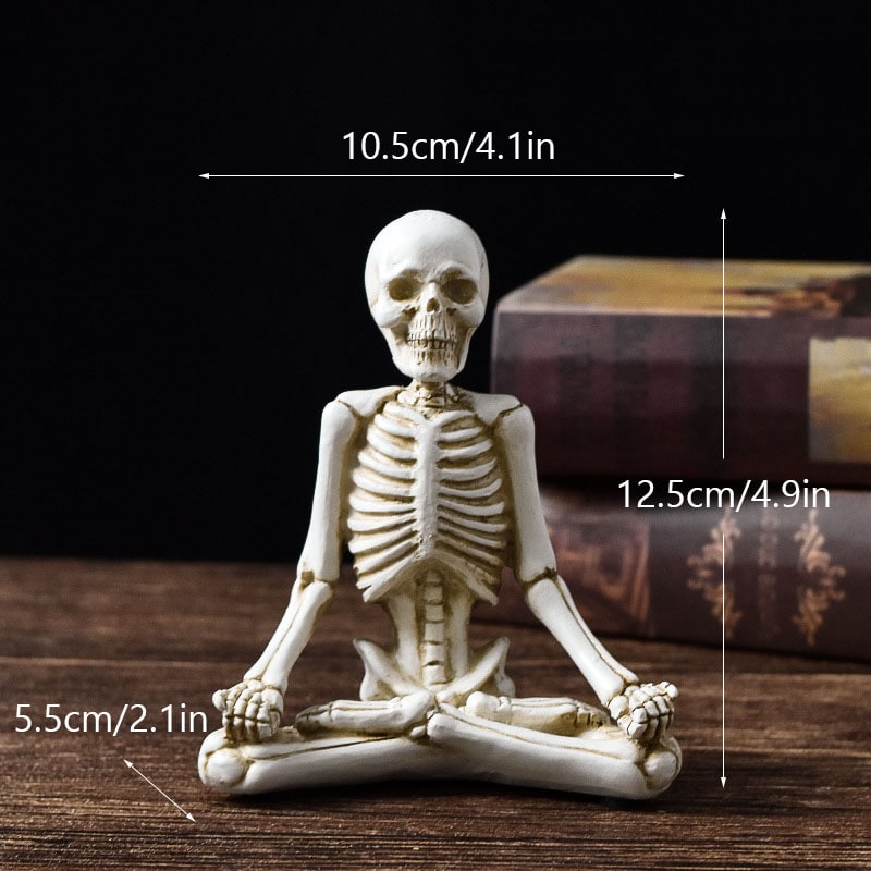 Thermabuild | Halloween Skeleton Yoga Pose Resin Figurine Spooky Desktop Decoration