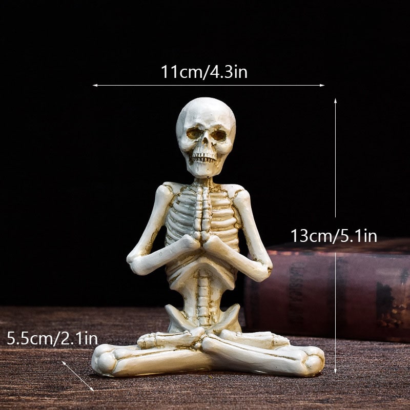 Thermabuild | Halloween Skeleton Yoga Pose Resin Figurine Spooky Desktop Decoration