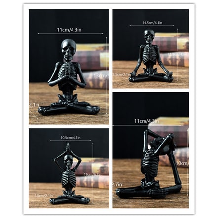 Thermabuild | Halloween Skeleton Yoga Pose Resin Figurine Spooky Desktop Decoration