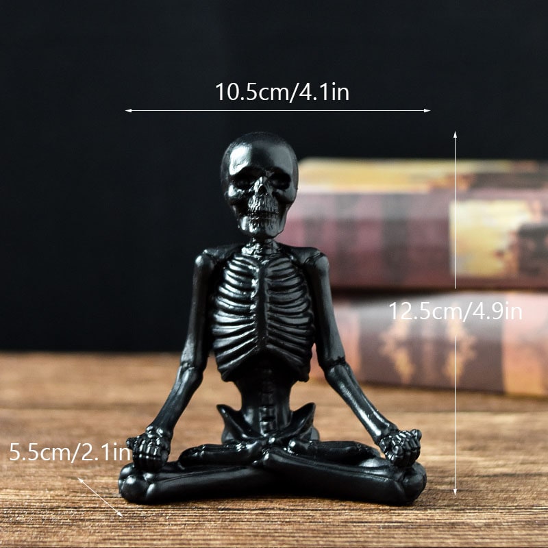 Thermabuild | Halloween Skeleton Yoga Pose Resin Figurine Spooky Desktop Decoration