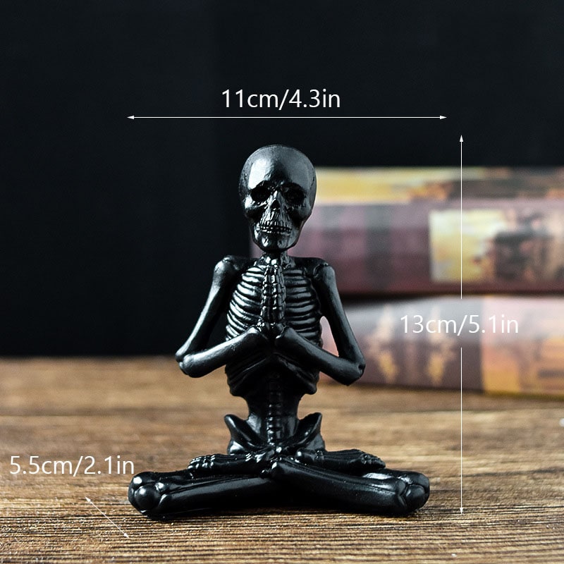 Thermabuild | Halloween Skeleton Yoga Pose Resin Figurine Spooky Desktop Decoration