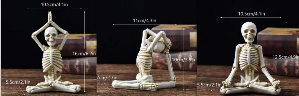 Thermabuild | Halloween Skeleton Yoga Pose Resin Figurine Spooky Desktop Decoration