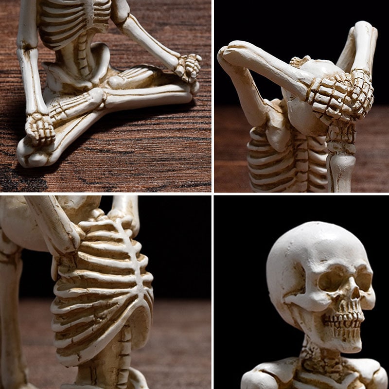 Thermabuild | Halloween Skeleton Yoga Pose Resin Figurine Spooky Desktop Decoration