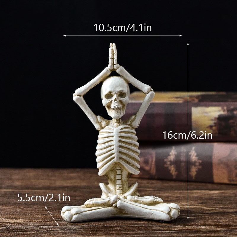 Thermabuild | Halloween Skeleton Yoga Pose Resin Figurine Spooky Desktop Decoration