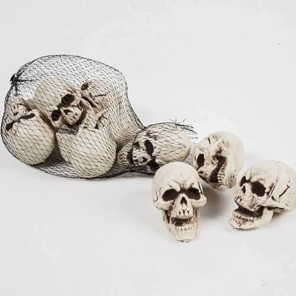 Thermabuild | Halloween Skull Decor and Sugar Decorations Mini Plastic Party Props Set with Mesh Bag