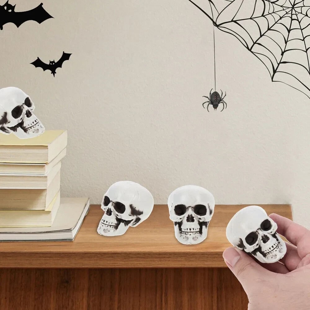 Thermabuild | Halloween Skull Decor and Sugar Decorations Mini Plastic Party Props Set with Mesh Bag