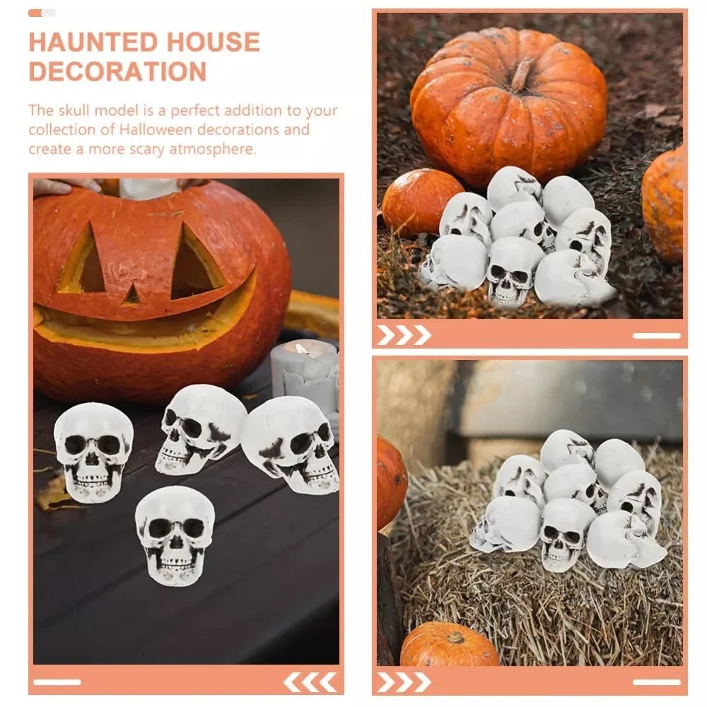 Thermabuild | Halloween Skull Decor and Sugar Decorations Mini Plastic Party Props Set with Mesh Bag