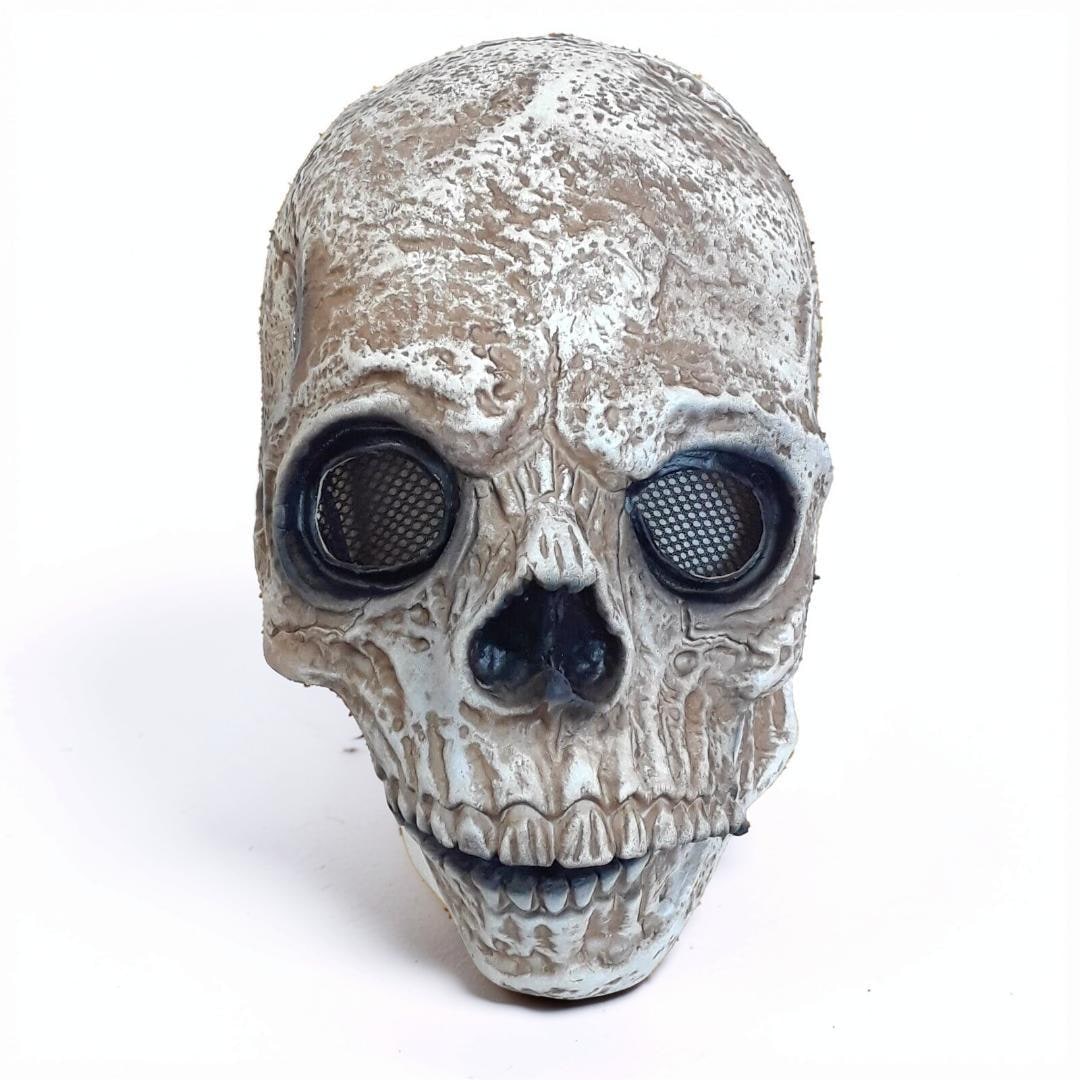 Thermabuild | Halloween Skull Mask with Moving Jaw and Creepy Mesh Eyes for Cosplay Costume Party