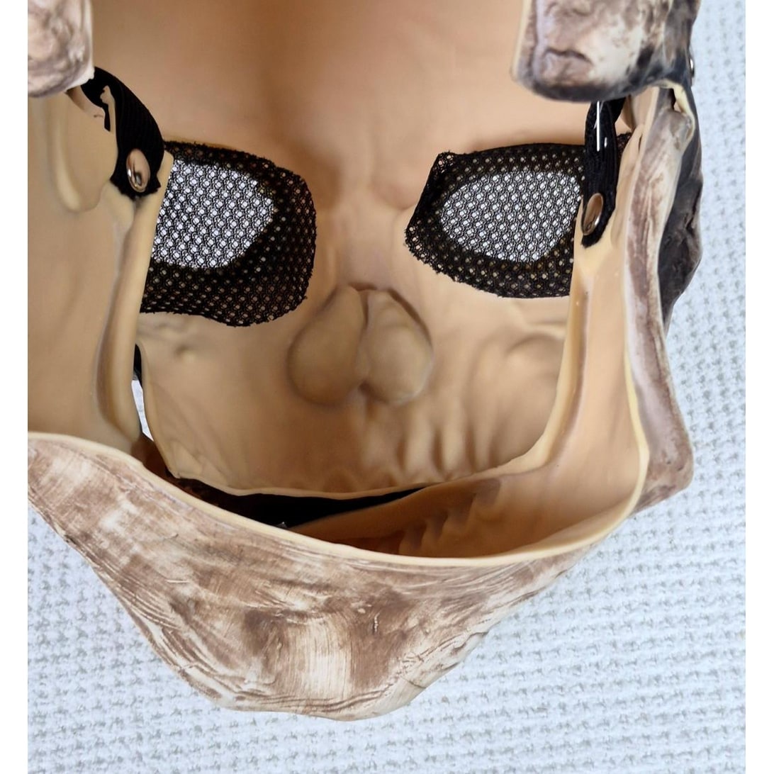 Thermabuild | Halloween Skull Mask with Moving Jaw and Creepy Mesh Eyes for Cosplay Costume Party