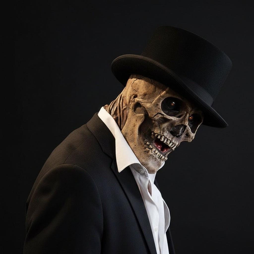 Thermabuild | Halloween Skull Mask with Skeleton Chest Plate and Exposed Brain for Scary Party