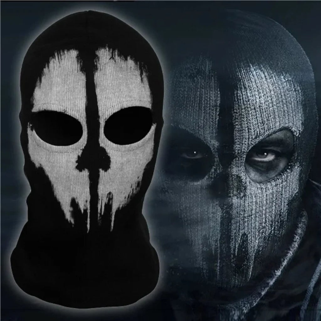 Thermabuild | Halloween Skull Ski Mask Full Face Balaclava with Knit Black Fabric for Skiing and Winter Sports