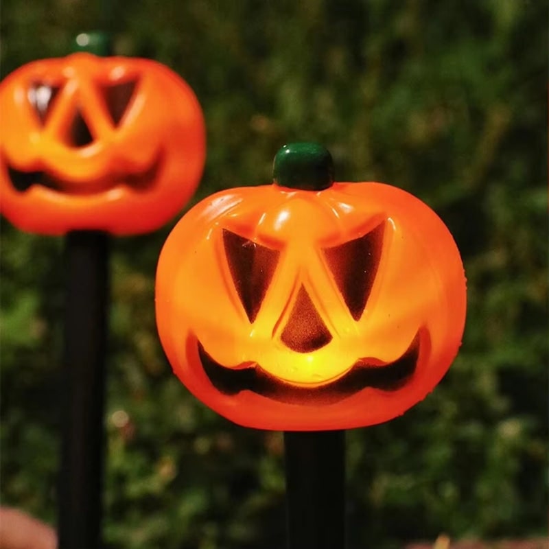 Thermabuild | Halloween Solar Pathway Lights with Pumpkin Jack-O-Lantern Stakes Outdoor Decoration Set of 5