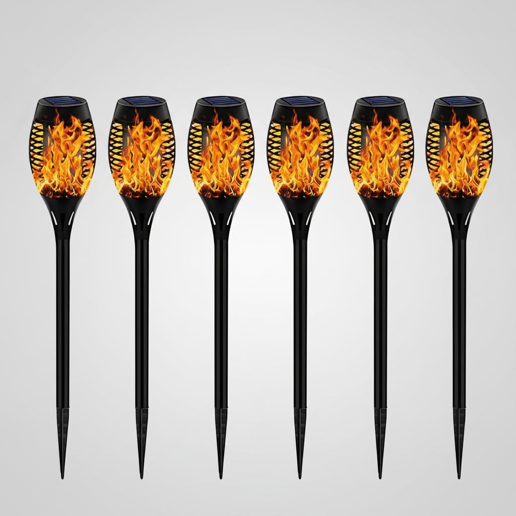 Thermabuild | Halloween Solar Powered Outdoor Torch Lights with Flickering Flame Effect for Yard Decoration