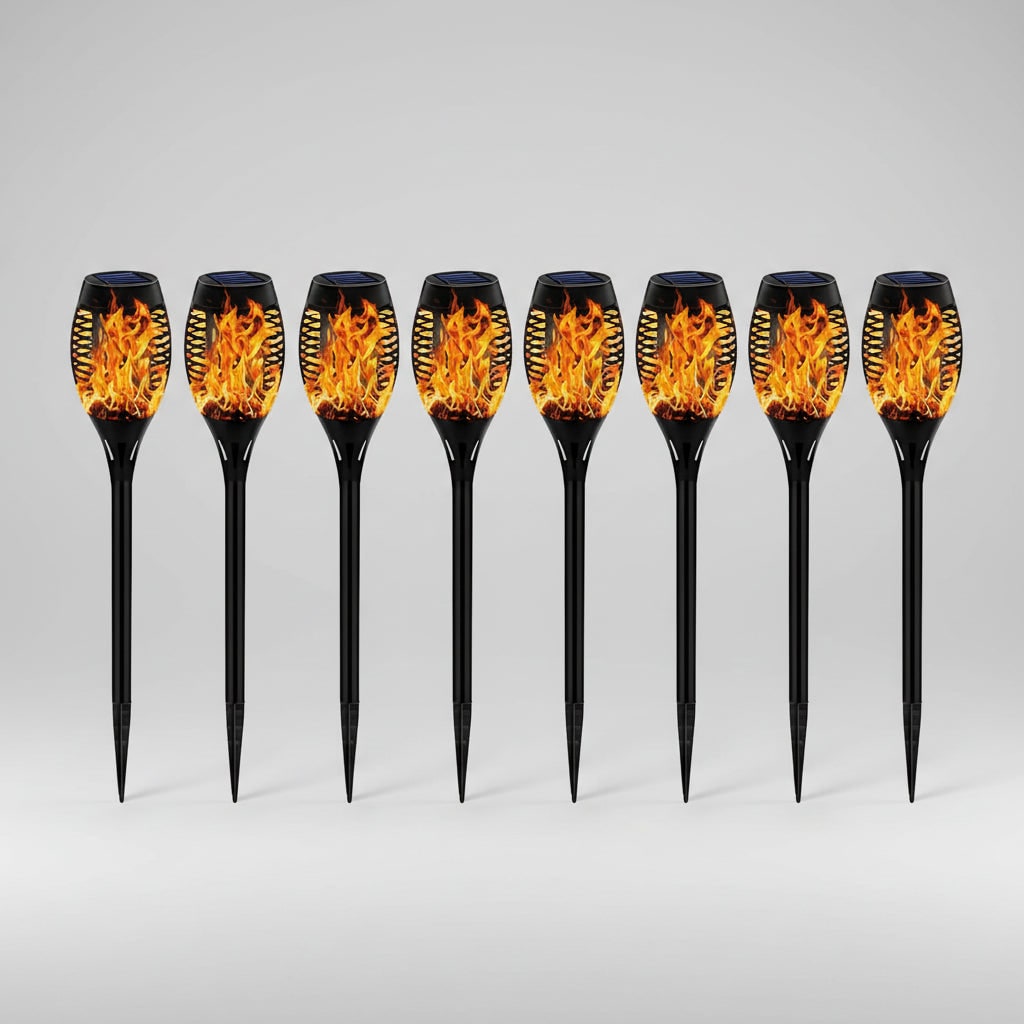 Thermabuild | Halloween Solar Powered Outdoor Torch Lights with Flickering Flame Effect for Yard Decoration