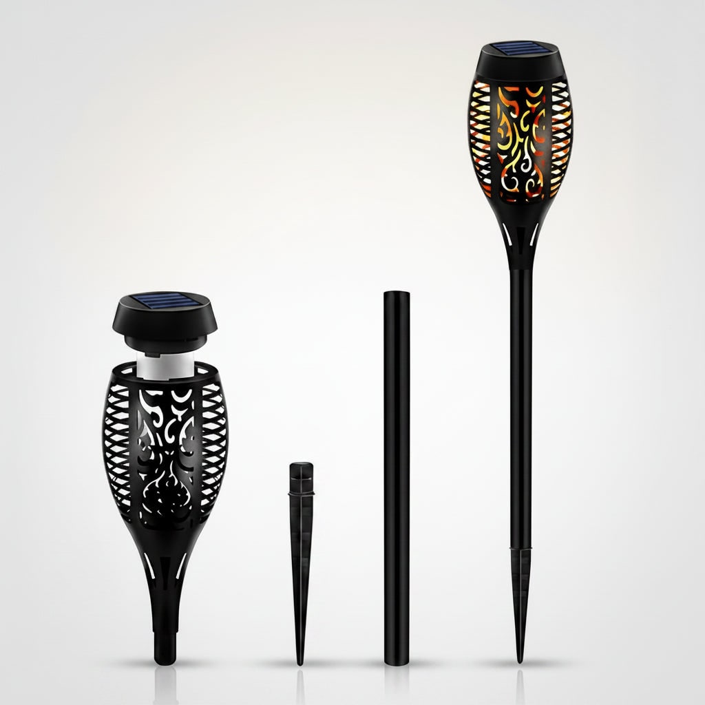 Thermabuild | Halloween Solar Powered Outdoor Torch Lights with Flickering Flame Effect for Yard Decoration
