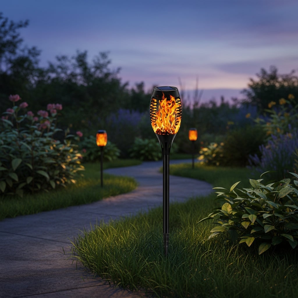 Thermabuild | Halloween Solar Torch Lights with Flickering Flame Effect for Outdoor Yard and Pathway Decoration