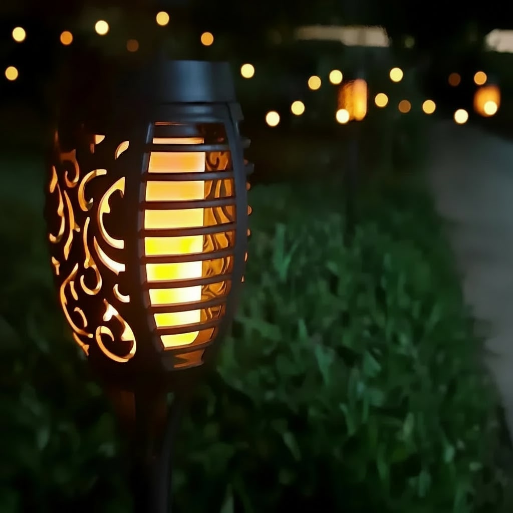 Thermabuild | Halloween Solar Torch Lights with Flickering Flame Effect for Outdoor Yard and Pathway Decoration