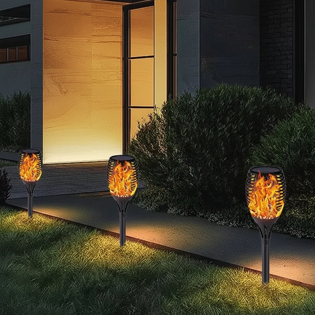 Thermabuild | Halloween Solar Torch Lights with Flickering Flame Effect for Outdoor Yard and Pathway Decoration