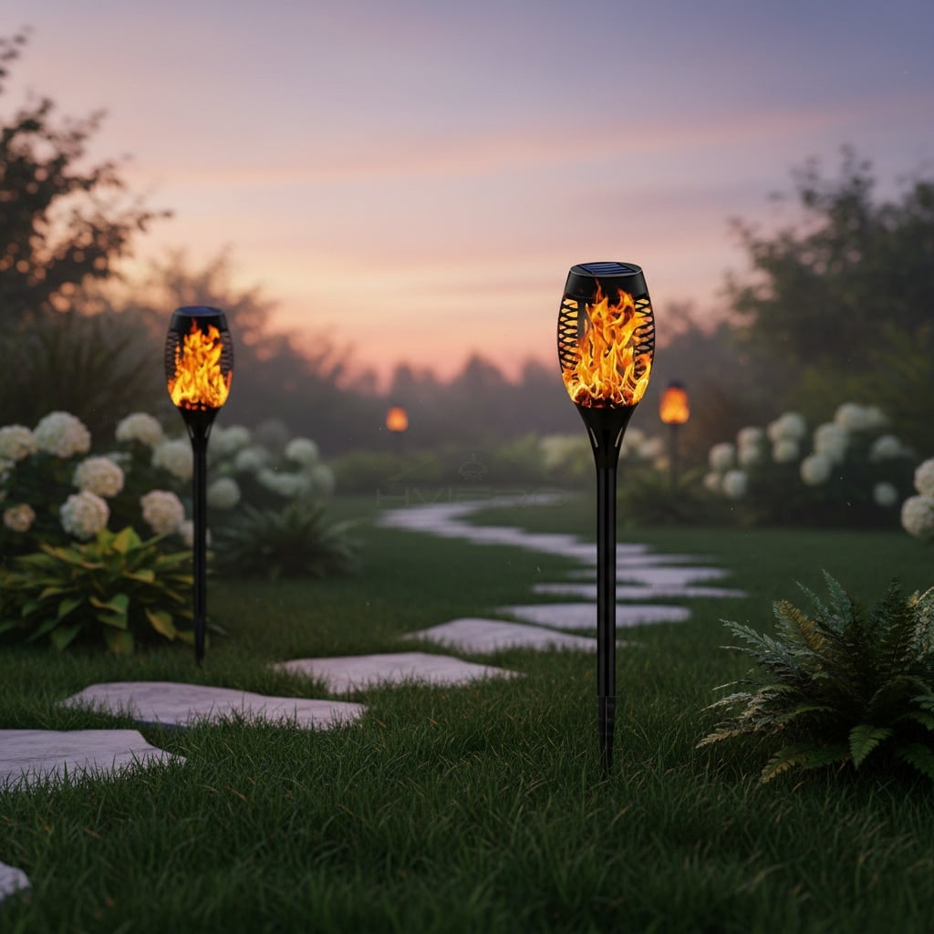 Thermabuild | Halloween Solar Torch Lights with Flickering Flame Effect for Outdoor Yard and Pathway Decoration