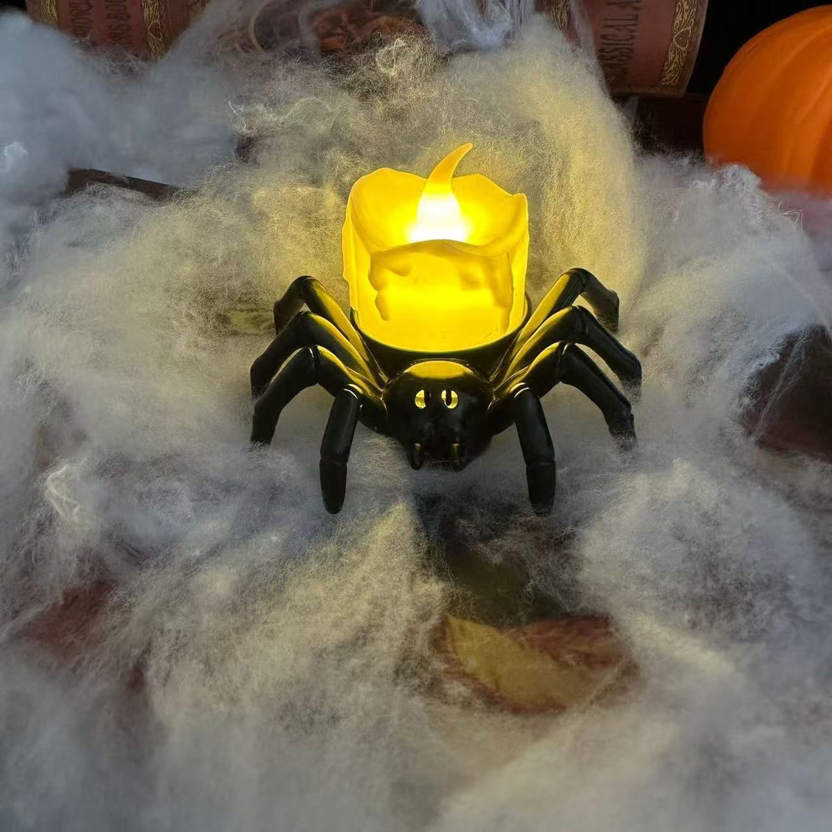 Thermabuild | Halloween Spider Tea Lights with LED Candles Battery Operated Flameless Holder Decoration
