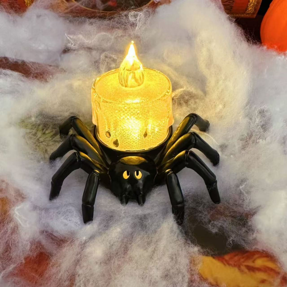 Thermabuild | Halloween Spider Tea Lights with LED Candles Battery Operated Flameless Holder Decoration