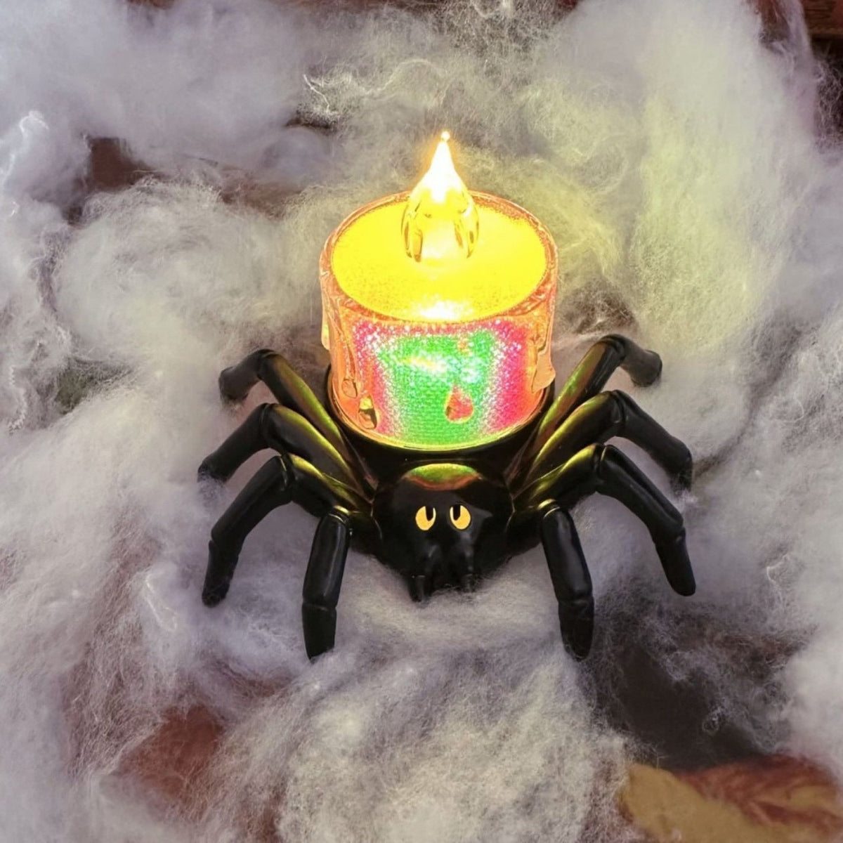 Thermabuild | Halloween Spider Tea Lights with LED Candles Battery Operated Flameless Holder Decoration