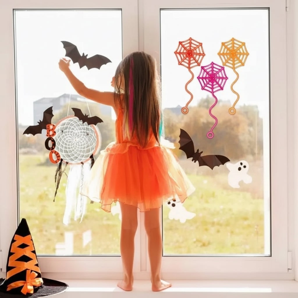 Thermabuild | Halloween Spider Webs and Cobwebs Sticky Stretchy Decorations for Windows Walls Party Supplies