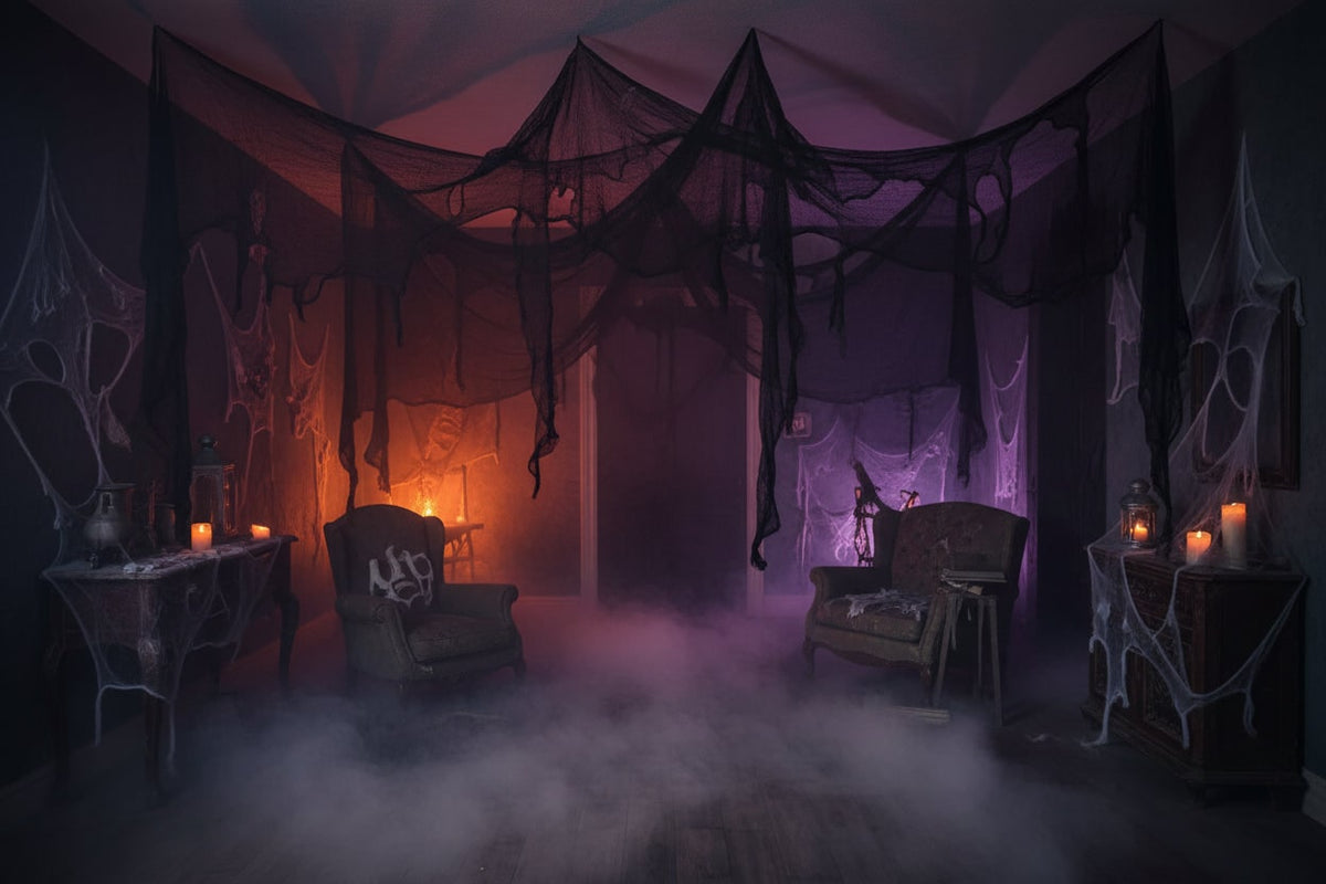 Thermabuild | Halloween Spooky Black Gauze Netting Decoration for Haunted House Party Decor Creepy Cloth