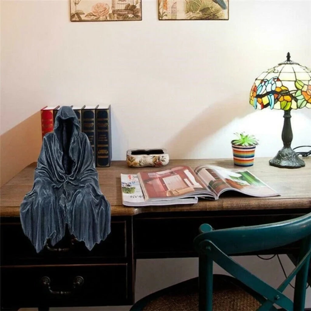 Thermabuild | Halloween Spooky Grim Reaper Shelf Sitter Statue Resin Figurine Decoration Hooded