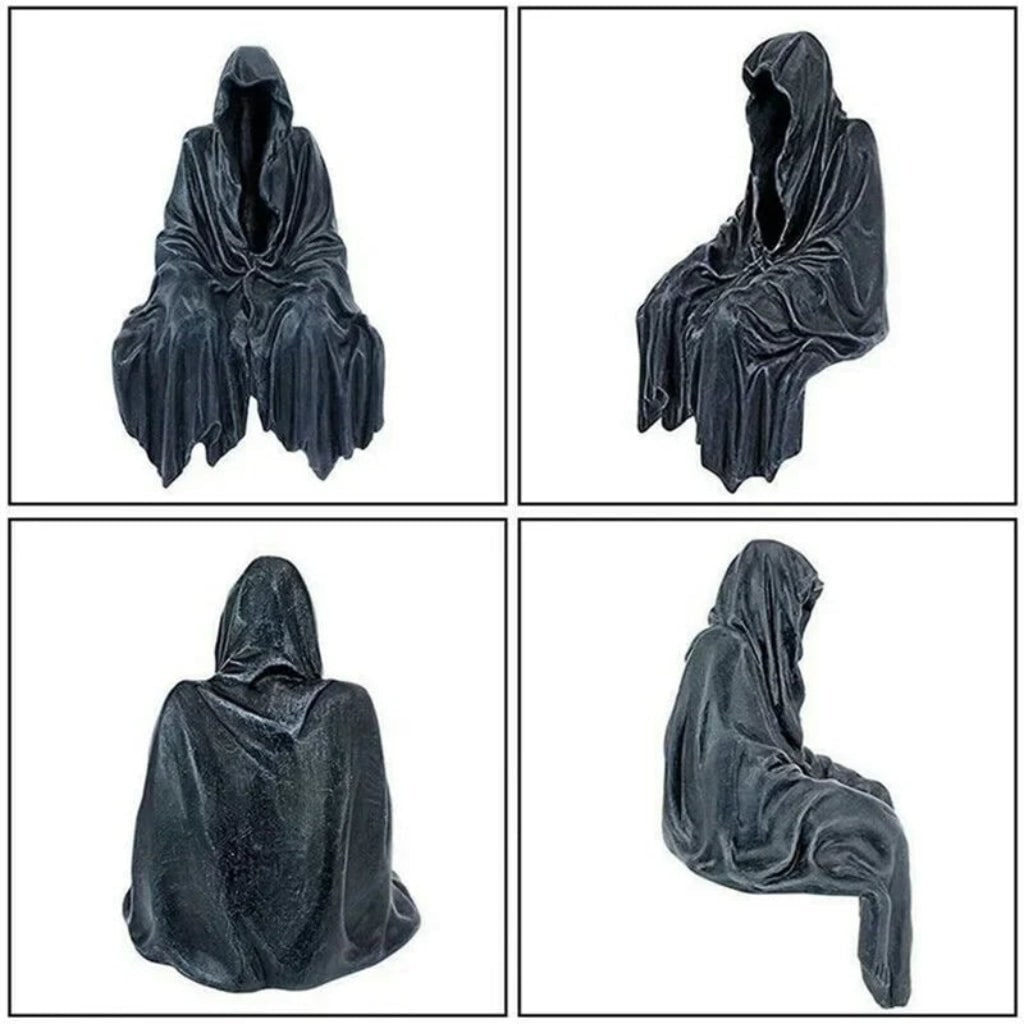 Thermabuild | Halloween Spooky Grim Reaper Shelf Sitter Statue Resin Figurine Decoration Hooded