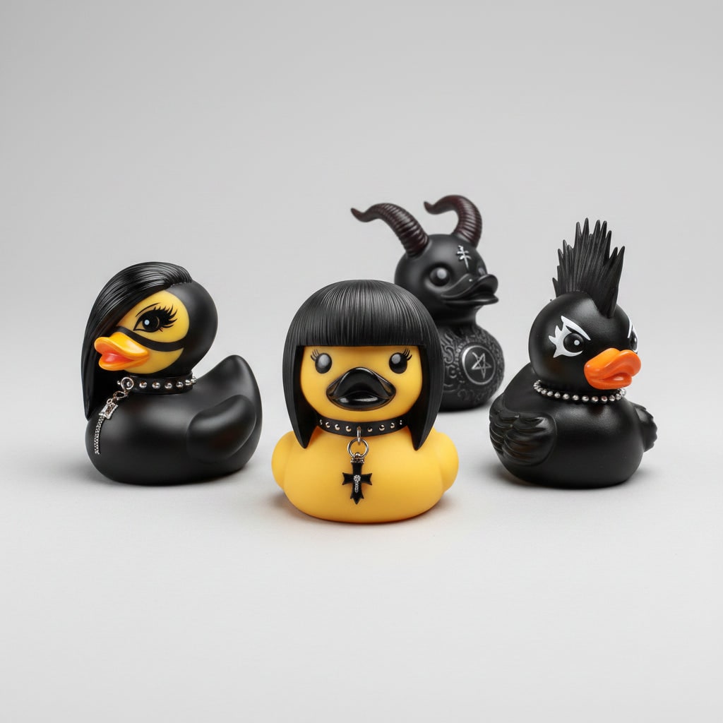 Thermabuild | Halloween Spooky Rubber Duck Squishy Bath Gothic Decoration Devil and Spiked Collar