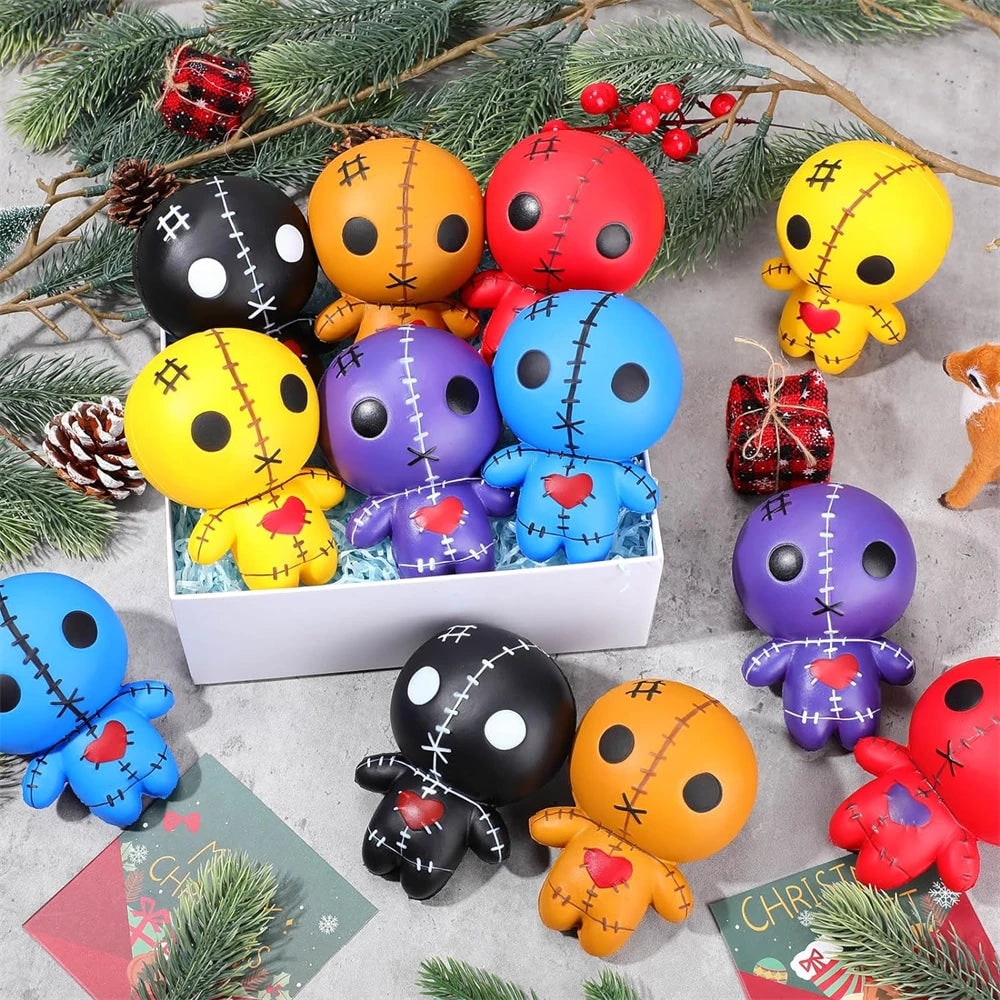 Thermabuild | Halloween Squishy Toy Slow Rising Voodoo Doll with Stitched Details for Stress Relief Party Favors