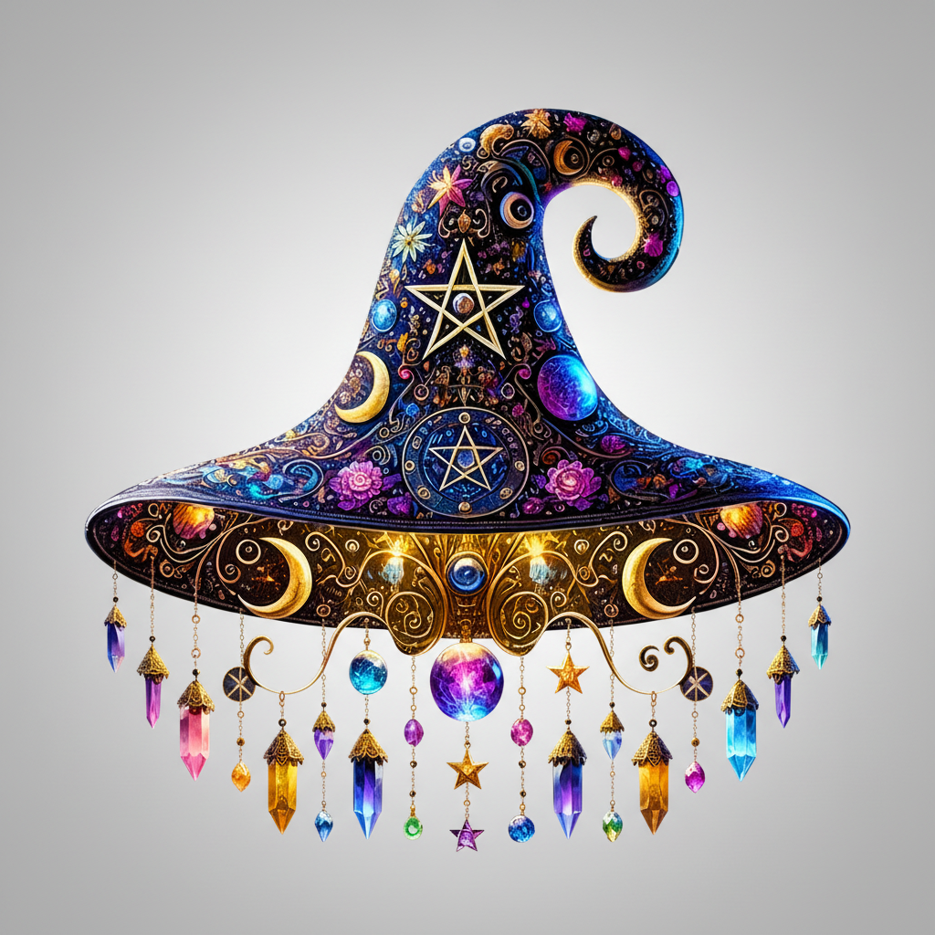 Thermabuild | Halloween Stained Glass Beaded Suncatcher Witch Hat Hanging Window Decoration