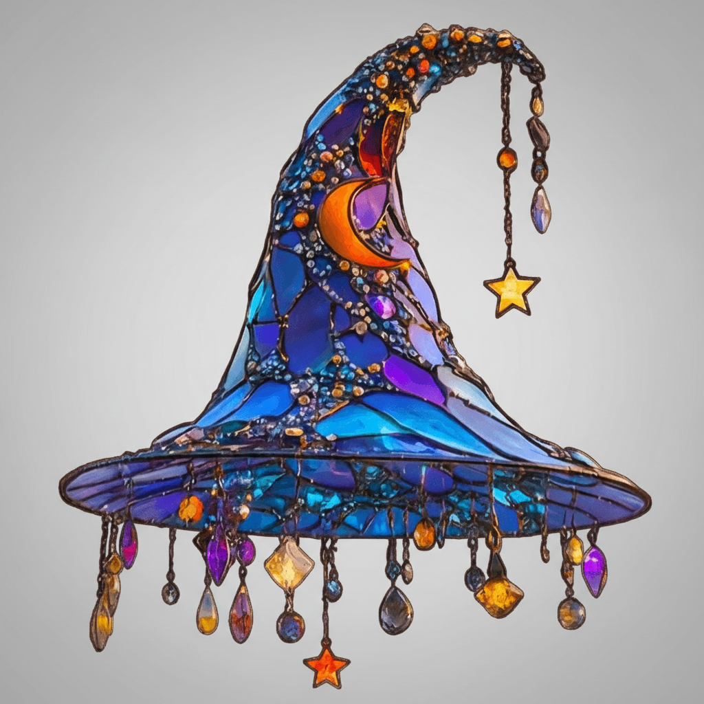 Thermabuild | Halloween Stained Glass Beaded Suncatcher Witch Hat Hanging Window Decoration