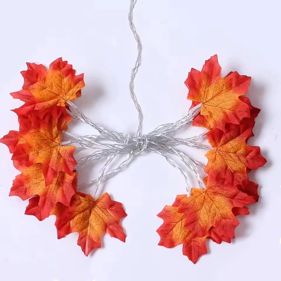 Thermabuild | Halloween String Lights Garland with Maple Leaf Operated Warm Amber Glow for Fall Party Decoration