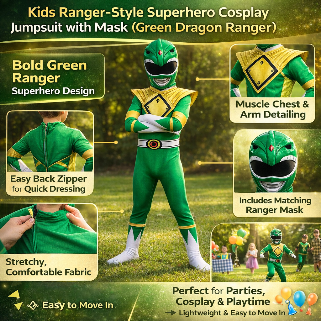 Thermabuild | Halloween Superhero Park Ranger Costume Jumpsuit with Mask
