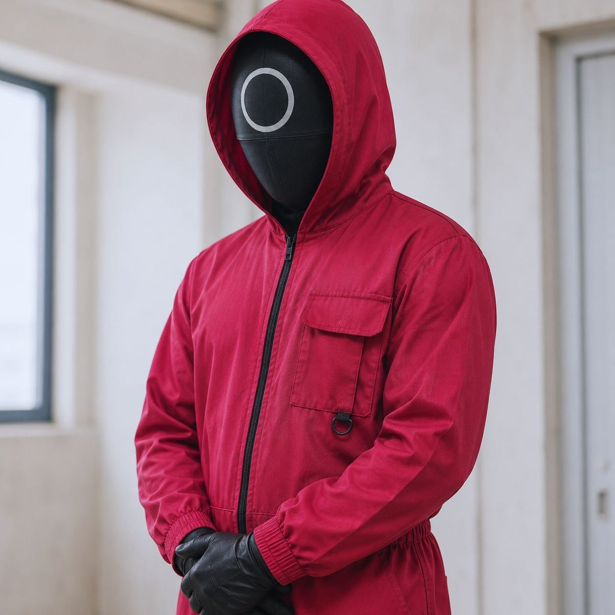 Thermabuild | Halloween survival game Costume Jumpsuit Outfit with Hooded Design Guard Mask and Belt
