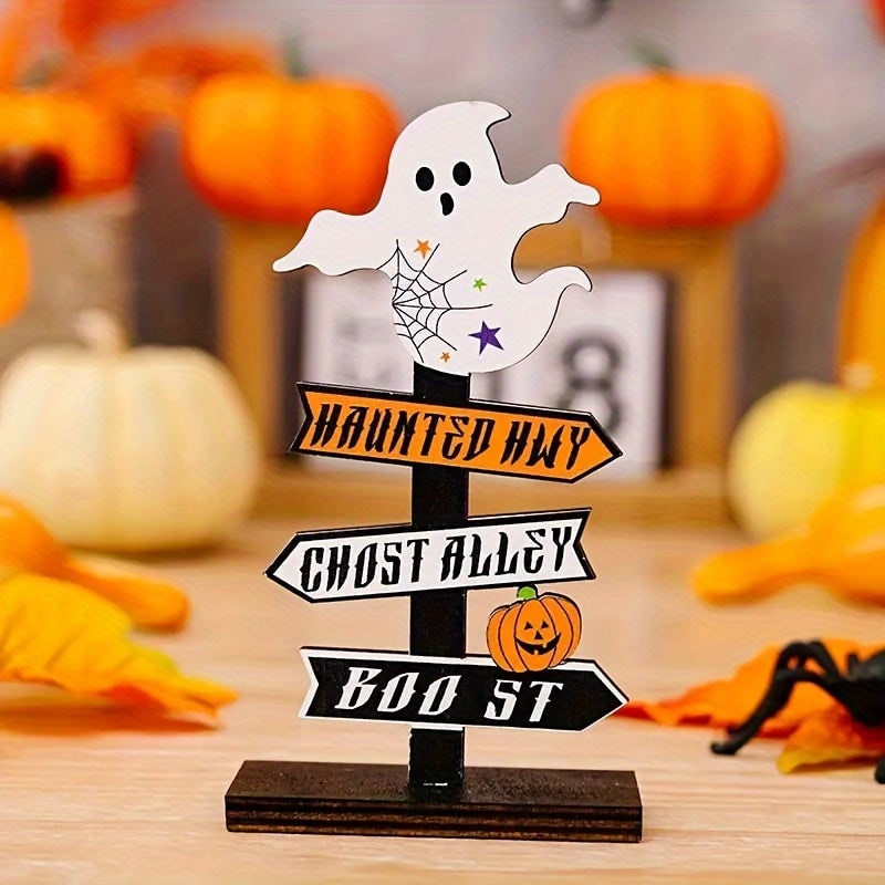 Thermabuild | Halloween Table Decoration with Directional Sign for Dining Room and Entryway Tabletop Decor