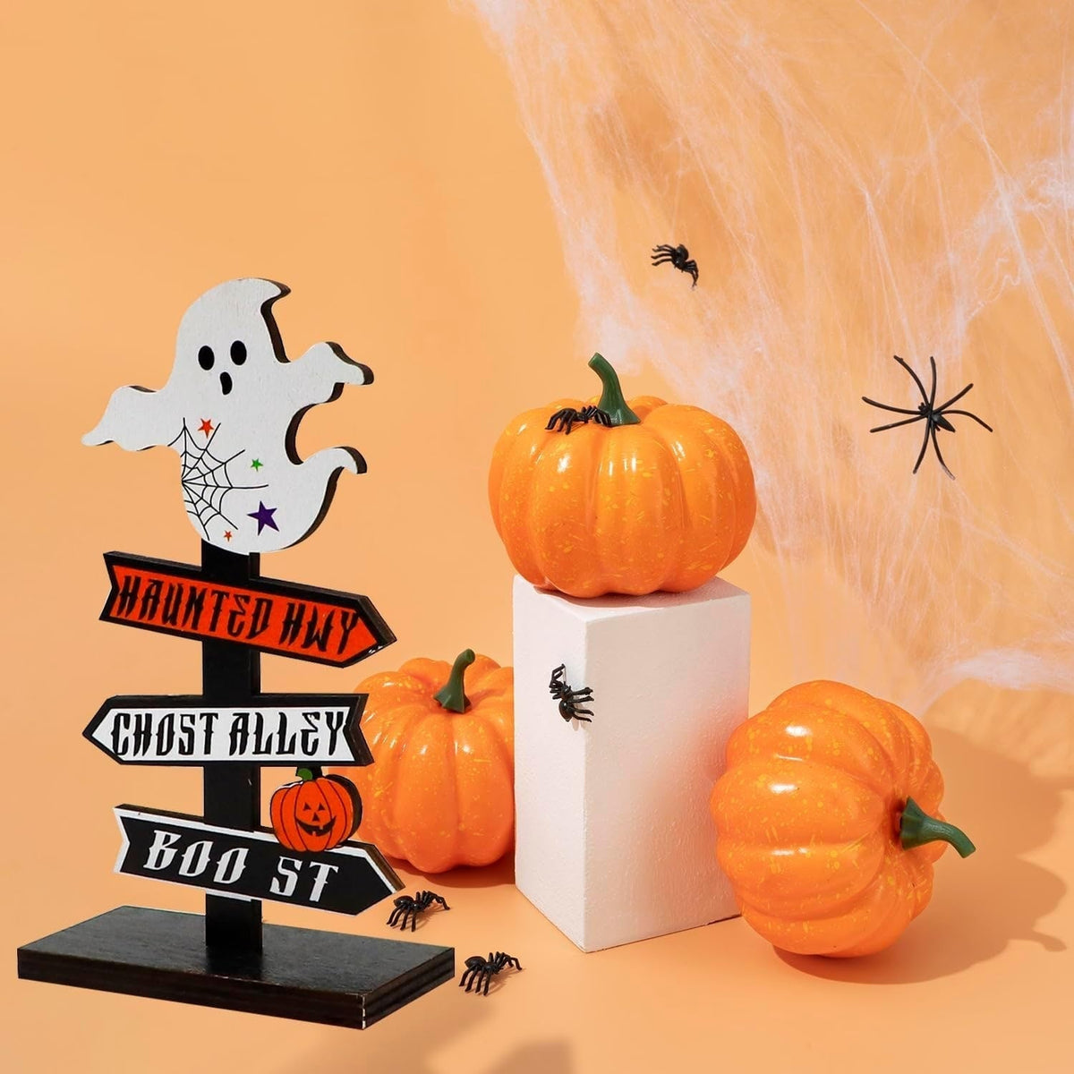 Thermabuild | Halloween Table Decoration with Directional Sign for Dining Room and Entryway Tabletop Decor