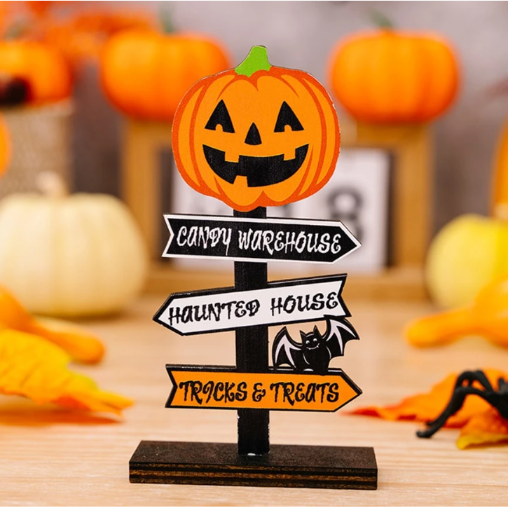Thermabuild | Halloween Table Decoration with Directional Sign for Dining Room and Entryway Tabletop Decor