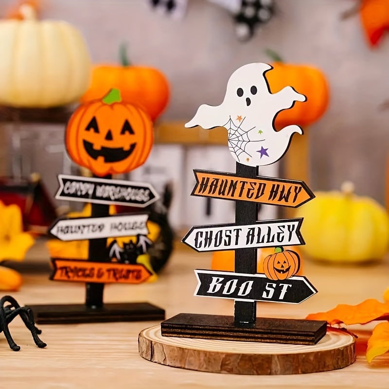 Thermabuild | Halloween Table Decoration with Directional Sign for Dining Room and Entryway Tabletop Decor