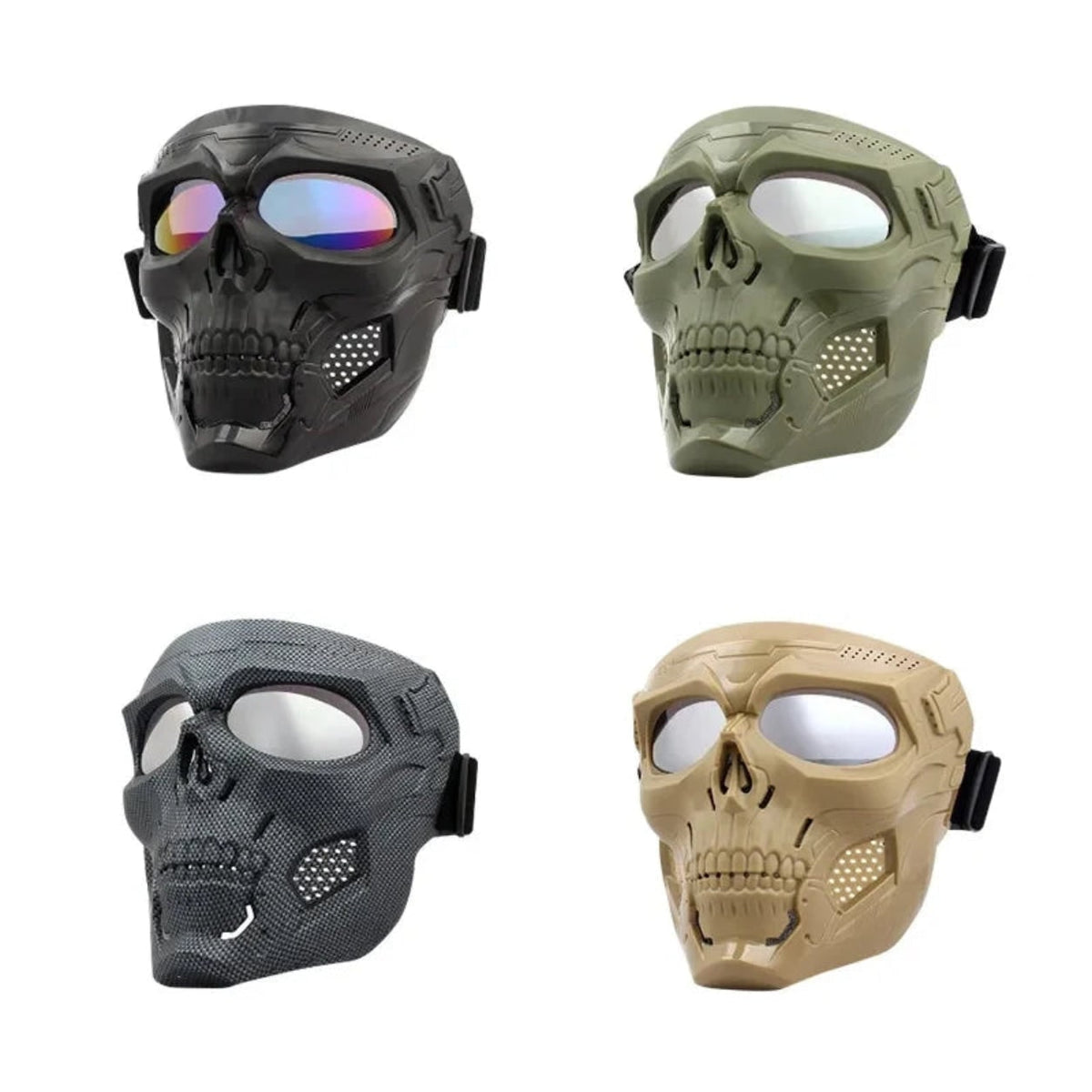 Thermabuild | Halloween Tactical Skull Mask and Face with Protective Goggles for Cosplay Airsoft Paintball Party