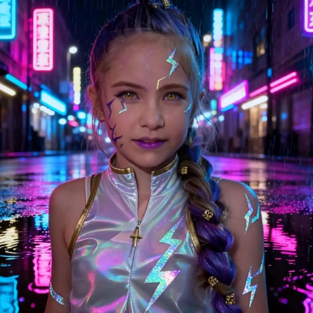 Thermabuild | Halloween Temporary Tattoos Rub on Custom Removable with Holographic Lightning Bolt Iridescent
