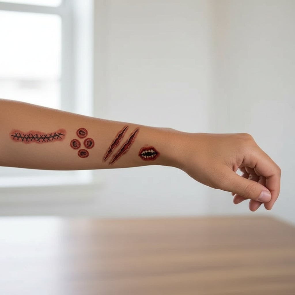 Thermabuild | Halloween Temporary Tattoos with Realistic Wound Effects Waterproof Custom Design Sheet