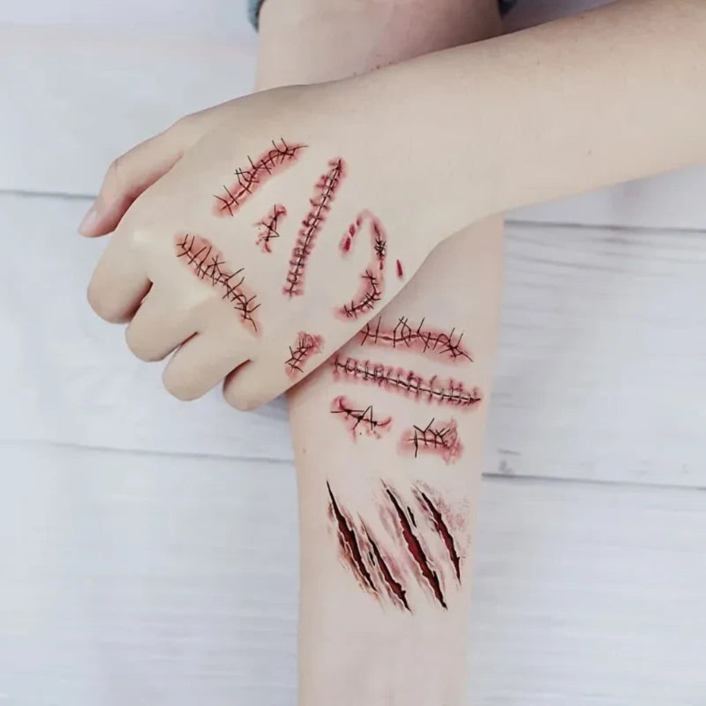 Thermabuild | Halloween Temporary Tattoos with Realistic Wound Effects Waterproof Custom Design Sheet