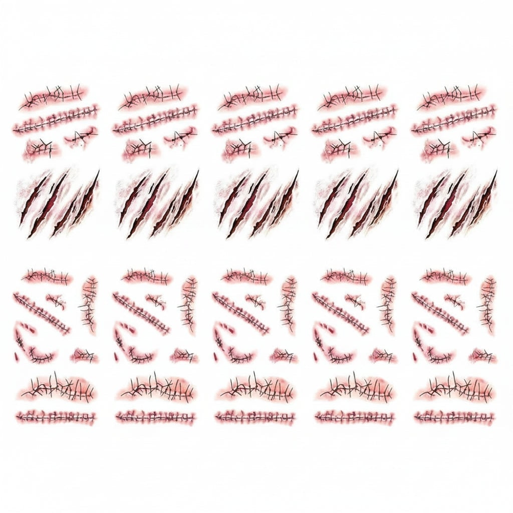 Thermabuild | Halloween Temporary Tattoos with Realistic Wound Effects Waterproof Custom Design Sheet