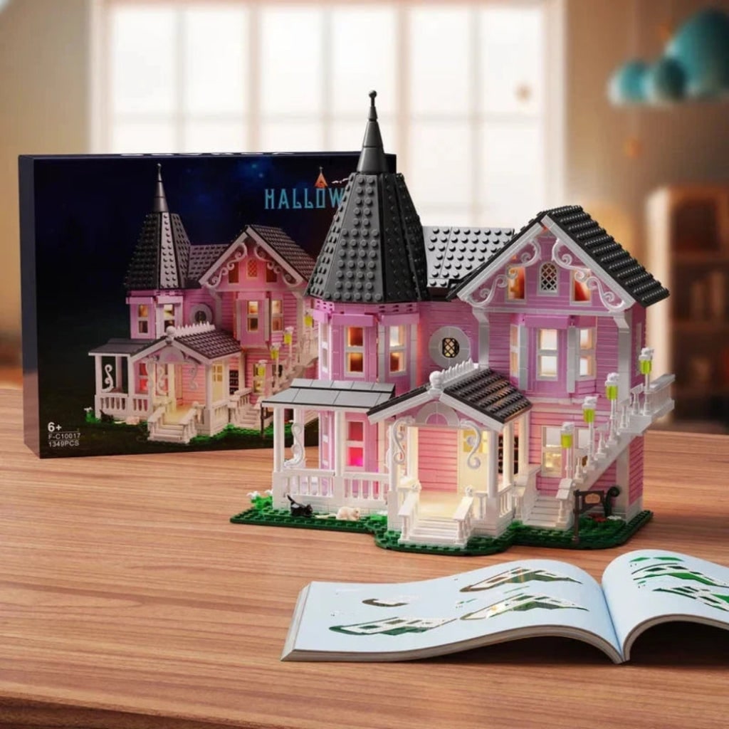 Thermabuild | Halloween Tiny House Living Building Block Set with LED Lights for Children's Creative Play