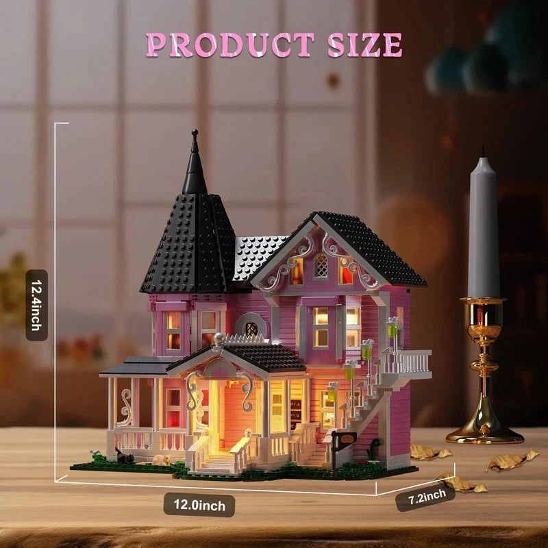 Thermabuild | Halloween Tiny House Living Building Block Set with LED Lights for Children's Creative Play