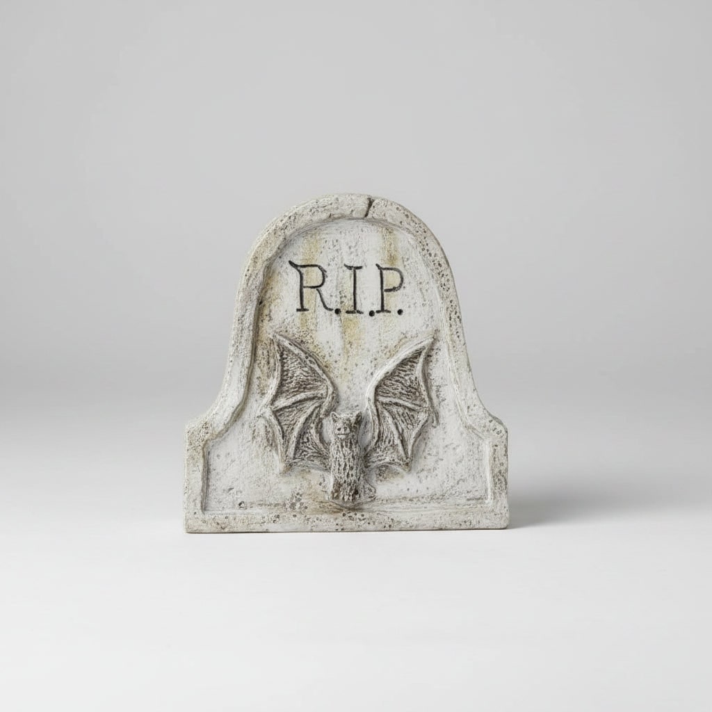 Thermabuild | Halloween Tombstones and Graveyard Decorations Resin 4-Piece Set for Party and Tabletop Display
